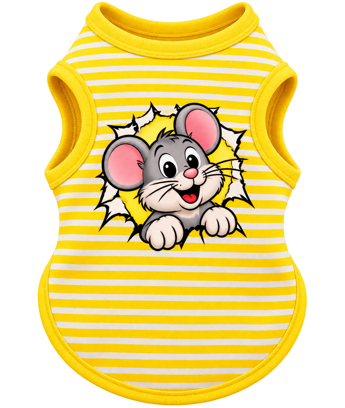 Chaleco amarillo con ratón caricaturesco