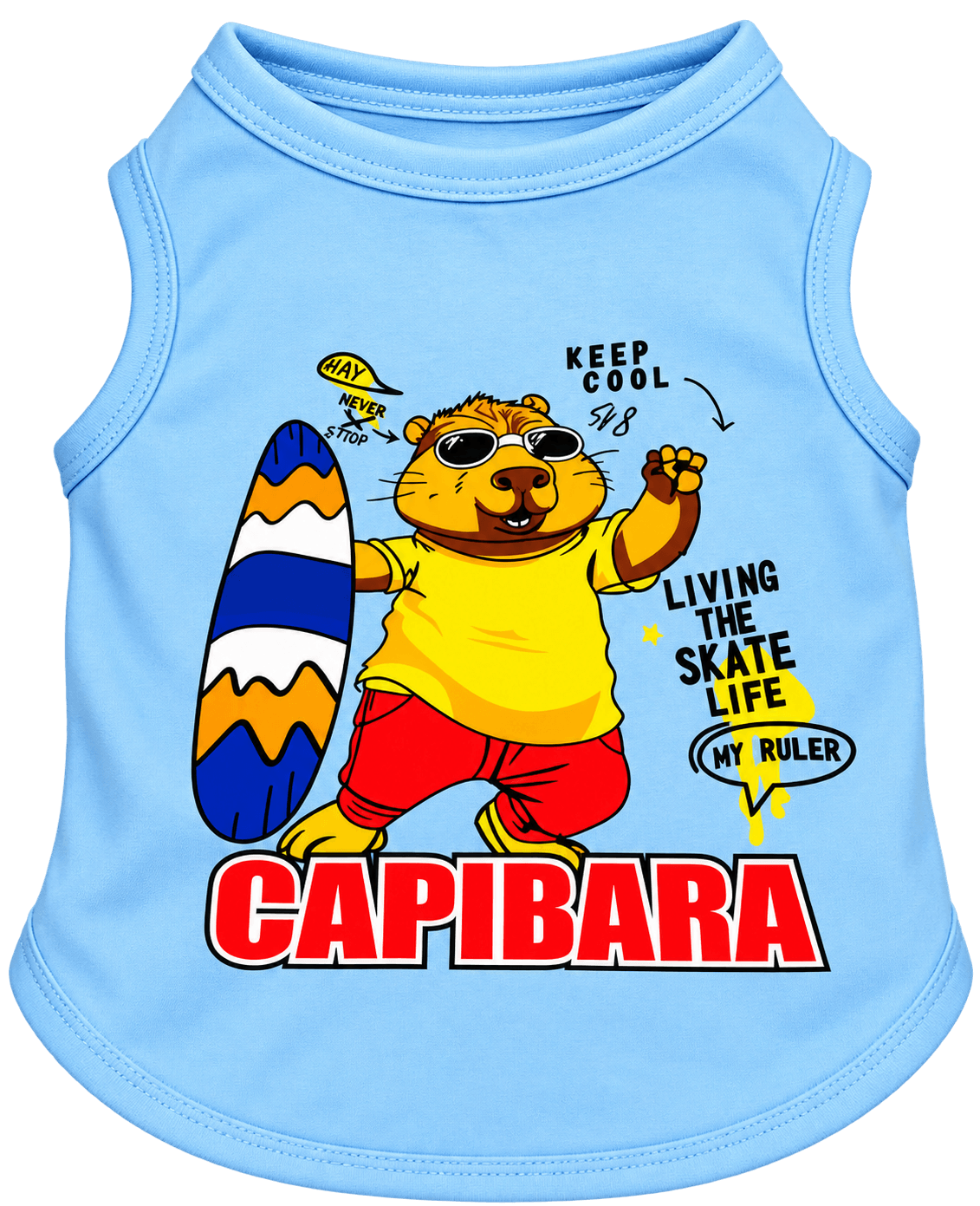 Camiseta Azul con Capibara Skate